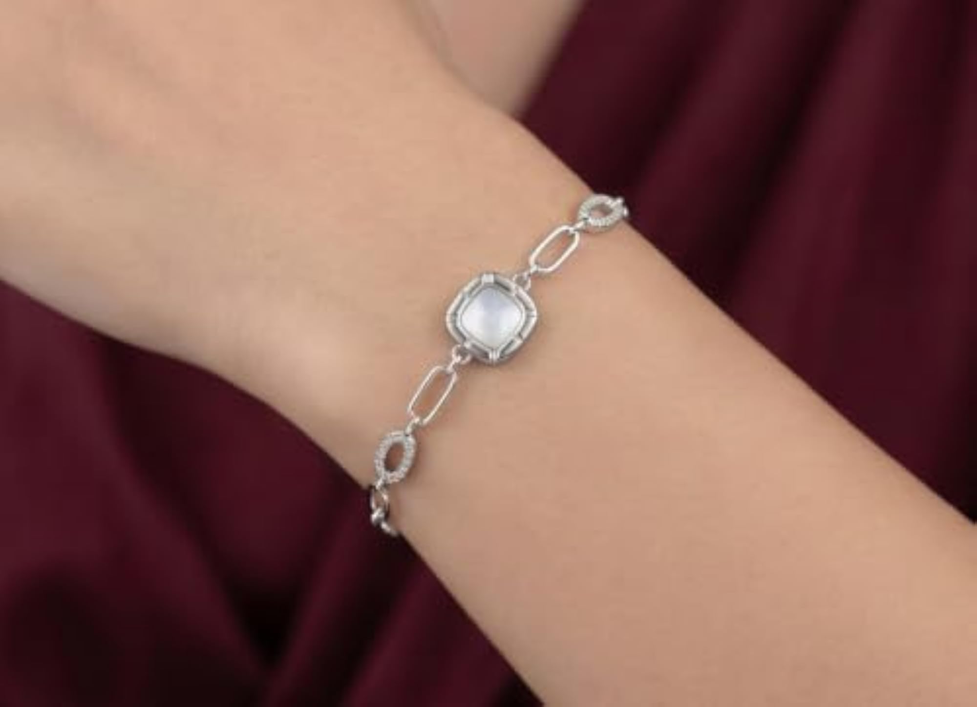Women's Geometric Link 925 Silver Bracelet